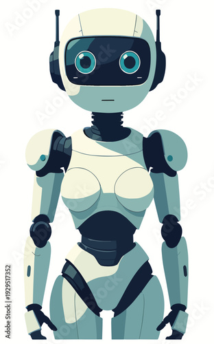 robot umanoide uomo donna  in piedi mezza figura o figura intera  vettoriale 