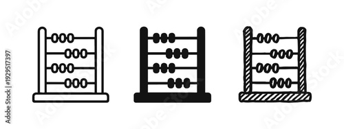 Abacus Icons Set in Outline, Solid Glyph, and Hand-Drawn Doodle Styles for Math and Education