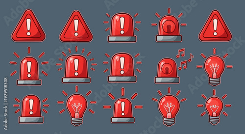 Collection of warning signs and lights.