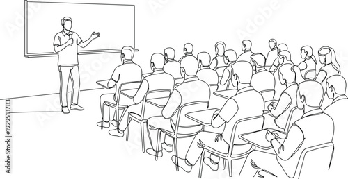 Classroom lecture, teacher presentation, student audience, educational training, learning environment, communication skills, academic discussion, seminar 
