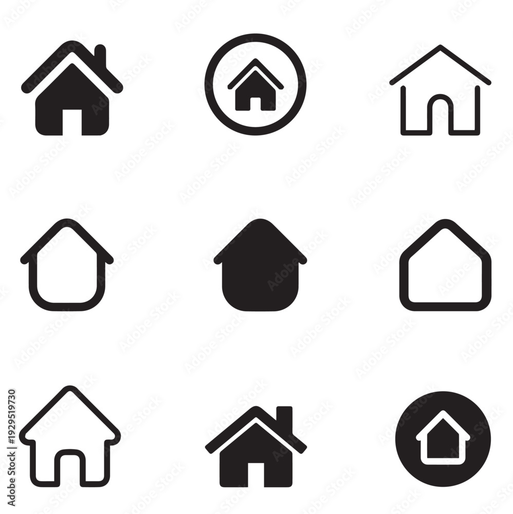 Obraz premium Modern Minimalist Home and Web Interface Icon Bundle