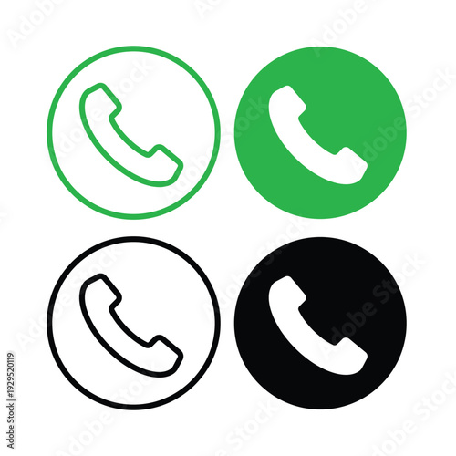 Minimalist Phone Call Accept and Reject Icon Vector Set