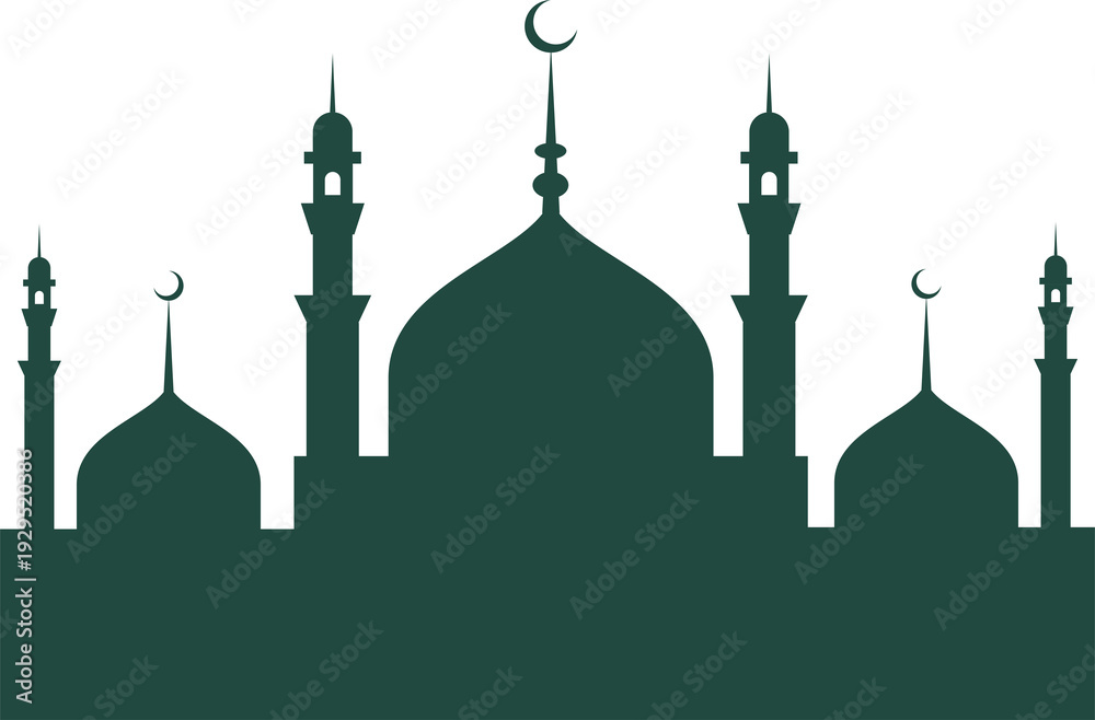 Fototapeta premium silhouette of a mosque with a tall minaret