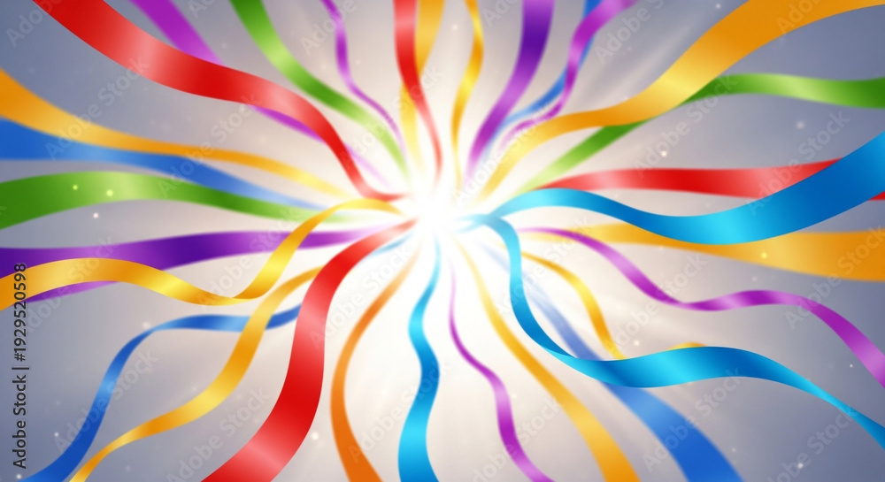 Obraz premium A colorful explosion of ribbons in different colors