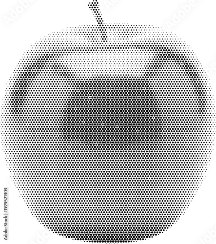 Halftone Apple Vector Illustration Dot Pattern Fruit Black White Isolated