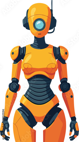 robot umanoide uomo donna  in piedi mezza figura o figura intera  vettoriale 