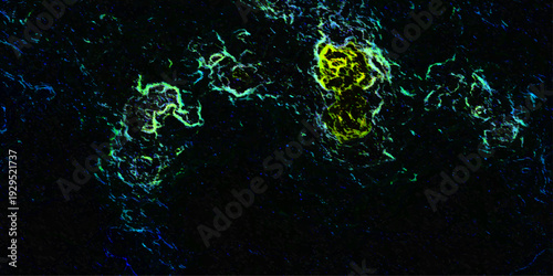 Vector Abstract fluorescent bioluminescence pattern on black background Design