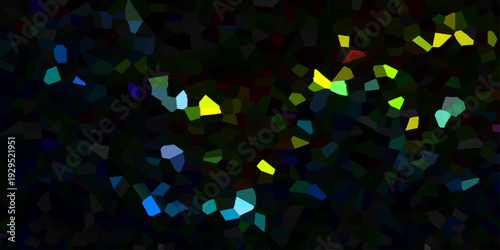 Vector Abstract polygonal mosaic pattern of iridescent crystalline shapes in a dark field, representing a concept or design element. Design