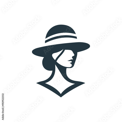 Woman with hat icon logo design