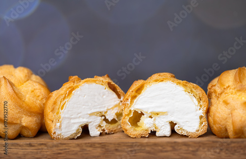 of airy choux pastry with cream