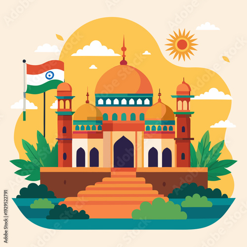 Indian Monument with Flag