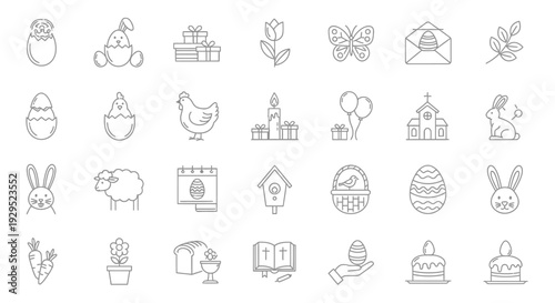 Easter Icons Collection: Cute Art for Holiday Designs and Celebrations