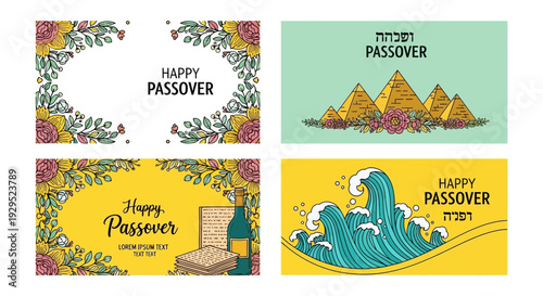 Happy Passover - Festive Collection of Religious Holiday Greetings and Symbols