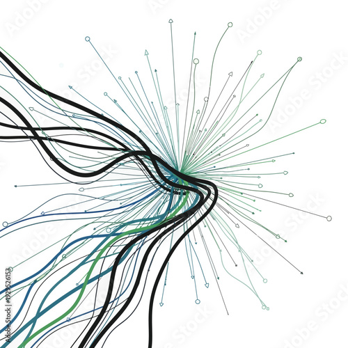Abstract lines and shapes radiating from a central point