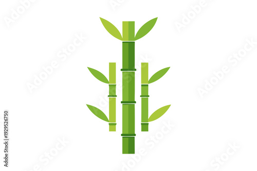 Wallpaper Mural A stylized flat design illustration showcases multiple green bamboo stalks with leaves, arranged vertically to represent growth and natural elegance in a modern aesthetic. Torontodigital.ca