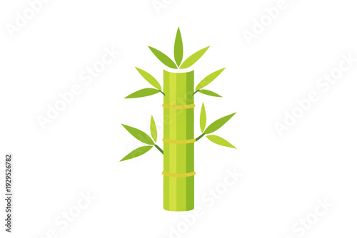 Wallpaper Mural A vibrant flat design illustration presents a single green bamboo stalk with prominent leaves, emphasizing its natural beauty and environmental significance in a clean style. Torontodigital.ca