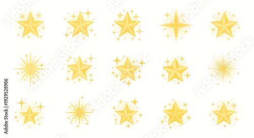 Collection of Golden Star Shapes and Designs.