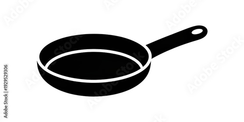 A black frying pan with a handle, ready for cooking on a stovetop. isolated on transparent background