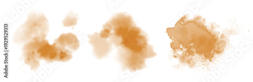 Watercolor stain decoration. brown colored splatter brush