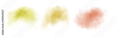 Watercolor stain decoration. green yellow red brown colored splatter brush