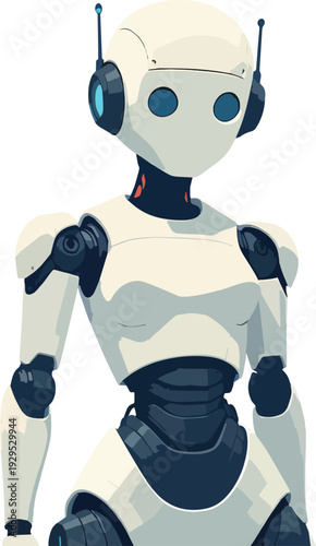 robot umanoide uomo donna  in piedi mezza figura o figura intera  vettoriale 