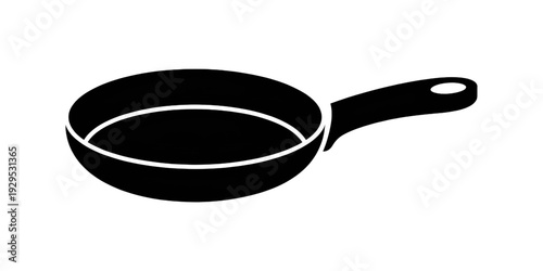 A black frying pan with a handle, ready for cooking on a stovetop. isolated on transparent background
