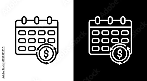 Recurring Payment Icon Sheet Black And White