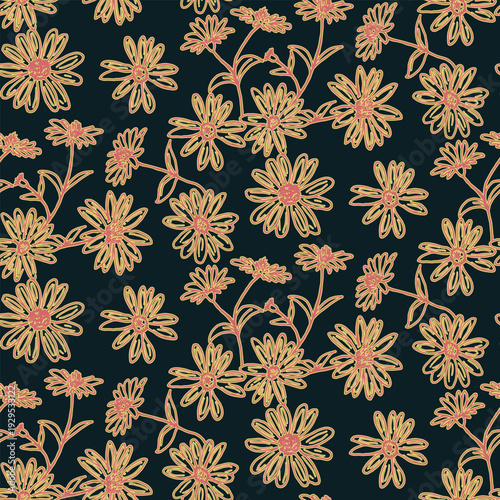 Floral pattern for fabric printing. Daisy flowers in a natural pattern.