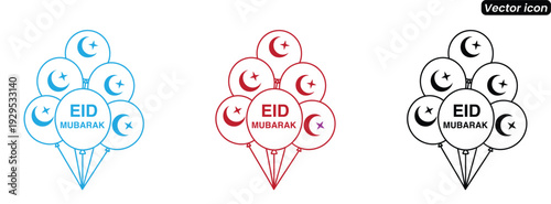  Eid Mubarak balloons with crescent moon and star for festive celebrations