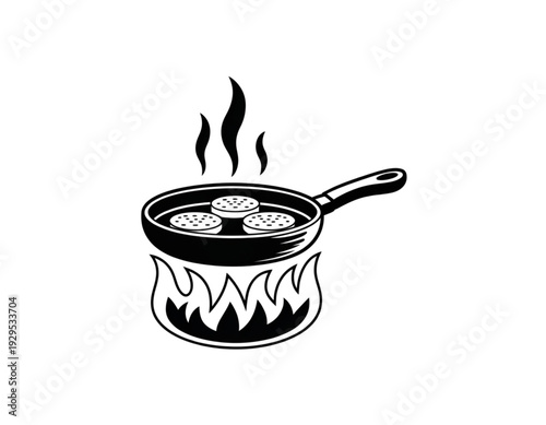 A steaming pot on a hot stove with boiling contents and rising steam isolated on transparent background