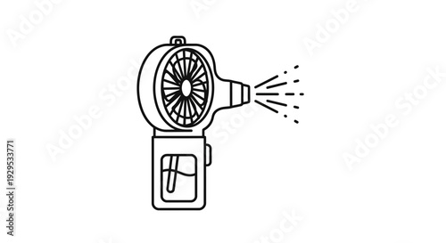 Electric Hair Dryer Blowing Hot Air Icon, Personal Grooming and Styling Tool on Isolated White Background