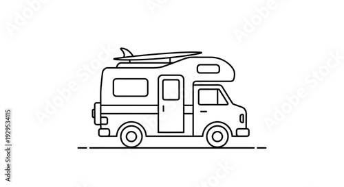 Classic Camper Van Ready for Road Trip Adventure on Isolated White Background.