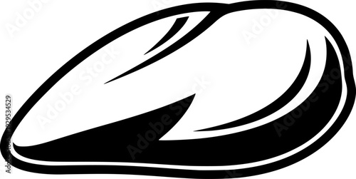 Stylized monochrome depiction of an uncooked boneless chicken breast, perfect for food industry graphics