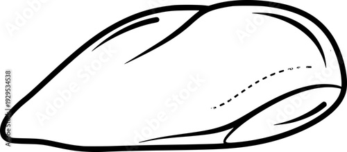 Stylized monochrome depiction of an uncooked boneless chicken breast, perfect for food industry graphics