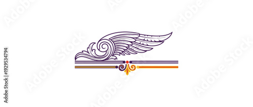 Winged emblem with decorative elements on dark background