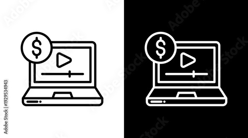 Paid Content Icon Sheet Black And White