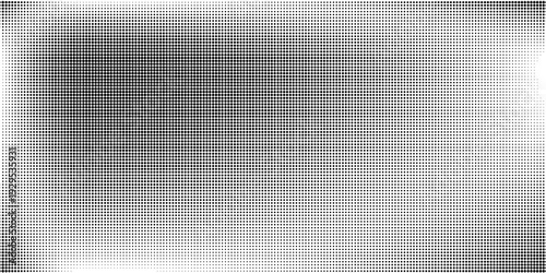 Grunge halftone gradient background. Faded grit noise texture. White and black sand wallpaper. Retro pixelated backdrop. Anime or manga style comic