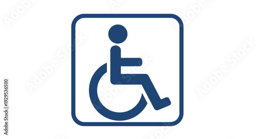 blue wheelchair accessibility sign icon with person sitting in wheelchair vector illustration