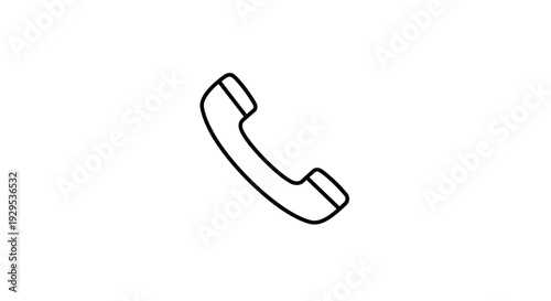 classic telephone handset icon in simple black line art style for communication design