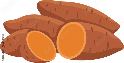 Scalable Vector Illustration of Fresh Natural Potatoes Pile Ready for Harvest Farm Produce Graphic