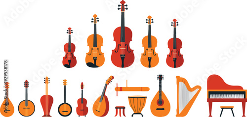 Diverse Jazz Instrument Icons Collection Scalable Vector Graphics for Music Design Projects Illustration