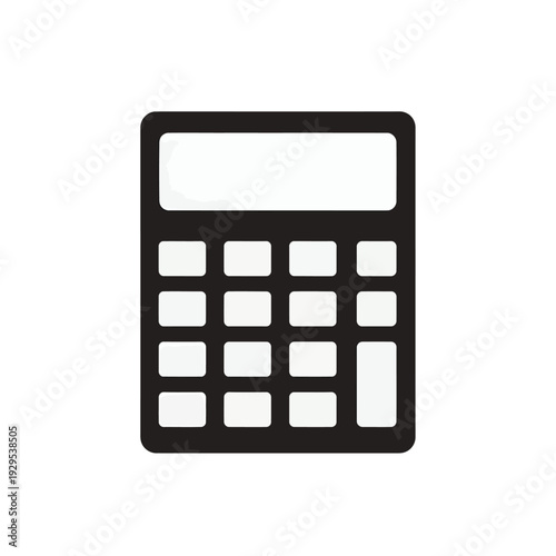 Simple black calculator illustration on white background viewed from front