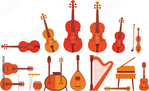 Diverse Jazz Instrument Icons Collection Scalable Vector Graphics for Music Design Projects Illustration