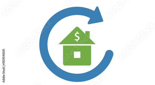 Real estate investment cycle depicted with a house icon within a circular arrow