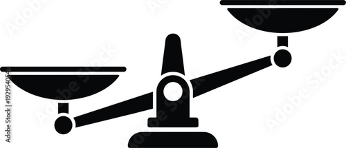 Black Silhouette Of A Balance Scale With Uneven Pans weighing justice