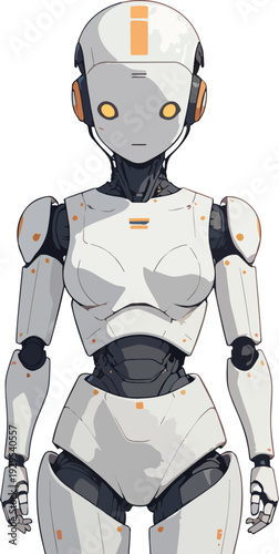 robot umanoide uomo donna  in piedi mezza figura o figura intera  vettoriale 