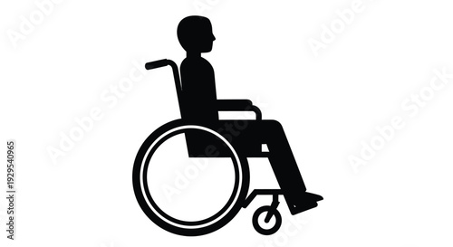 Silhouette of a person in a wheelchair against a white background