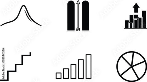 Business graphs and charts icons set for data analysis and statistics  various financial and statistical symbols