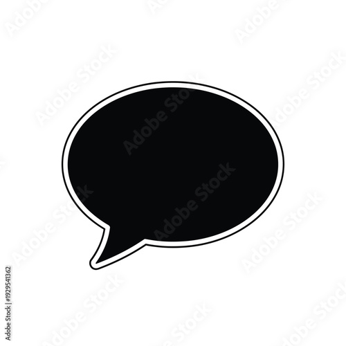 Black speech bubble icon isolated on a simple background view