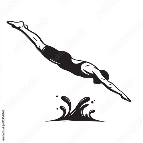 silhouette of a man swiming
